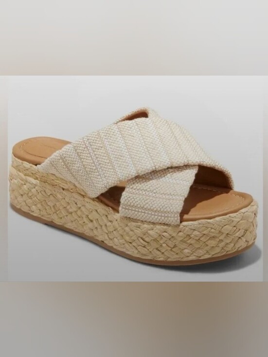 Universal Thread Shoes - Women’s Cream Universal Thread Woven Espadrille Platform Sandal Sz 7
